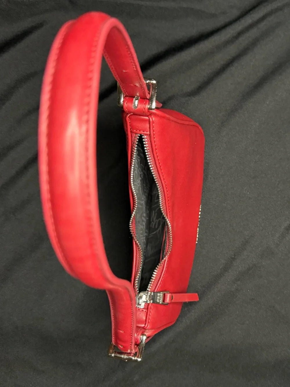 Steve Madden Red Leather Knee-High Stiletto Boots with Matching Shoulder Bag - Picture 6 of 7